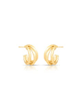 Brinco Meia Argola Lisa 3 Aros Banho Ouro 18k
