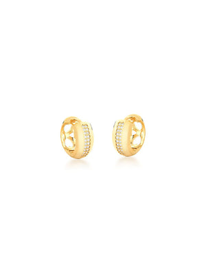 Brinco Argola Faixa Cravejada Verso Trabalhado Banho Ouro 18k