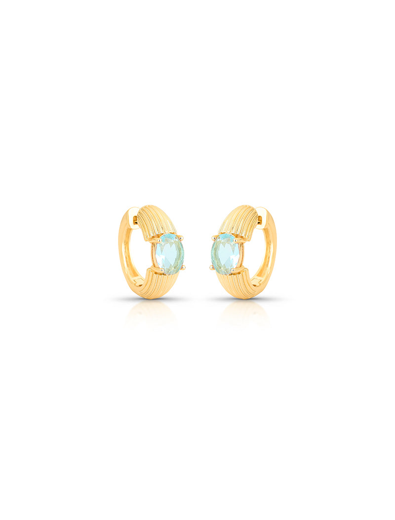 Brinco Argola Texturizada Banho Ouro 18K Cristal