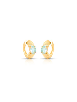 Brinco Argola Texturizada Banho Ouro 18K Cristal
