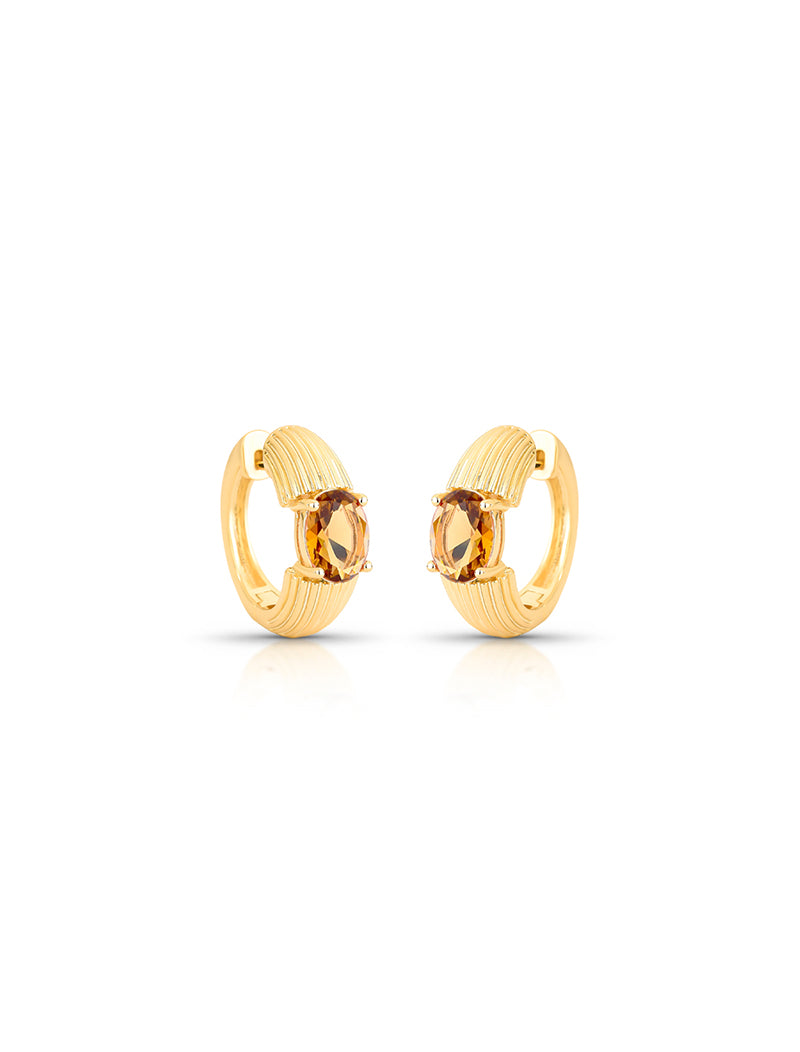 Brinco Argola Texturizada Banho Ouro 18K Cristal
