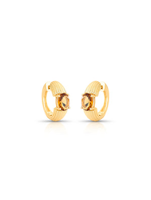 Brinco Argola Texturizada Banho Ouro 18K Cristal