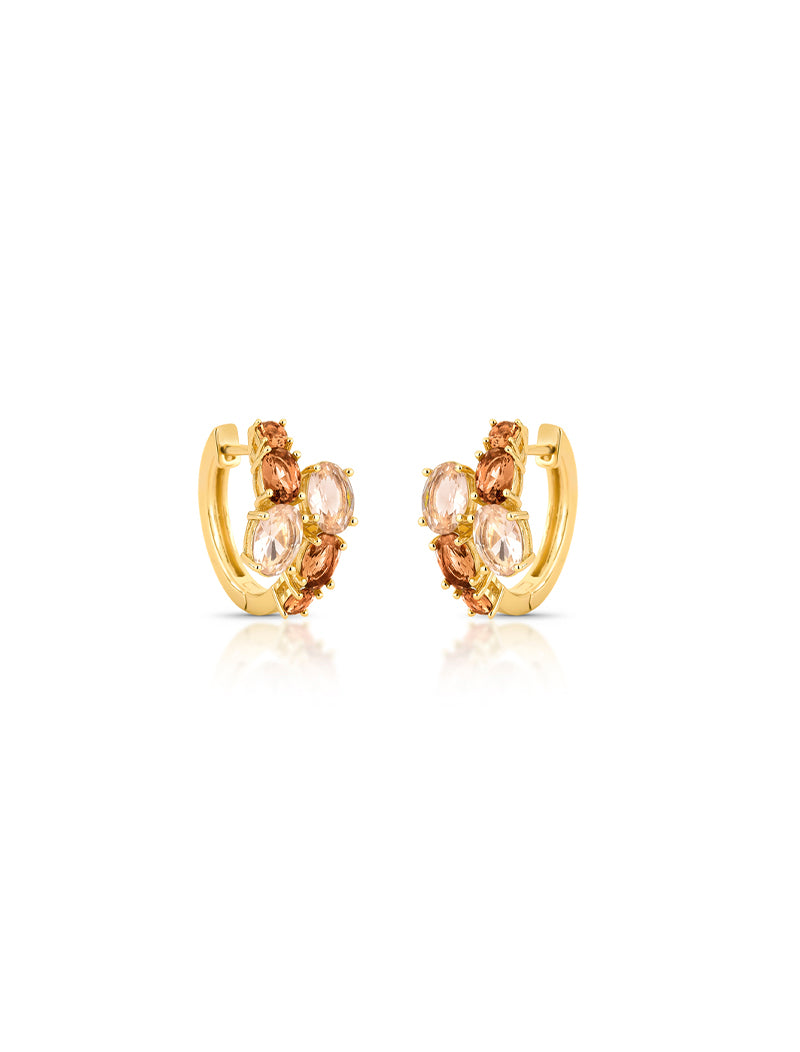 Brinco Argola Oval Banho Ouro 18K Cristal