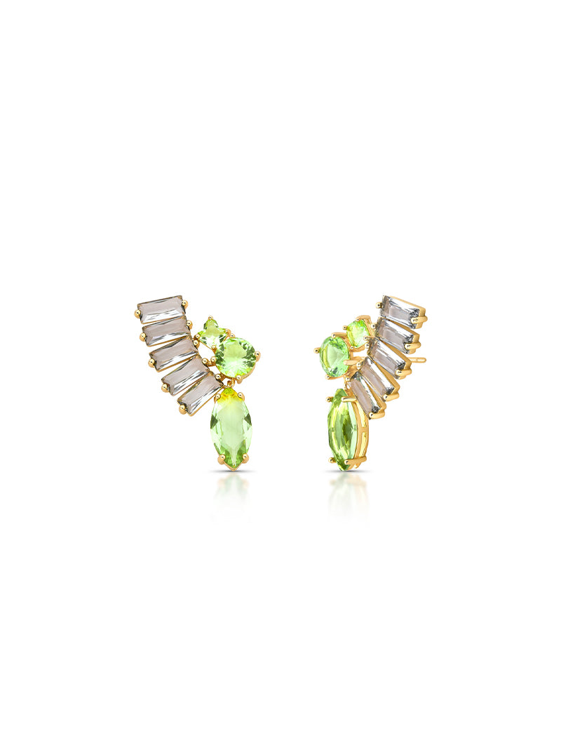 Brinco Ear Cuff Geométrico Banho Ouro 18k Cristal