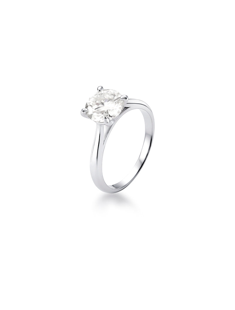 Anel Solitário Redondo 8MM Prata 925 Moissanite