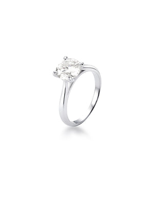 Anel Solitário Redondo 8MM Prata 925 Moissanite