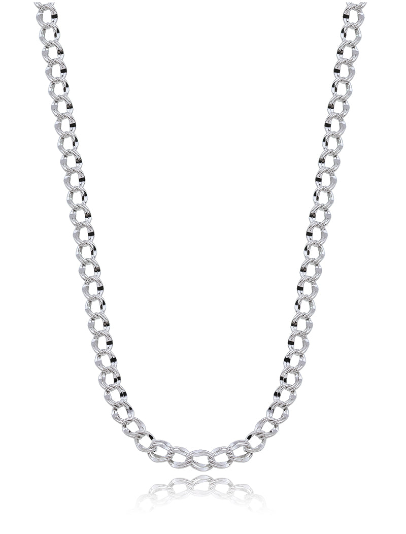 Colar Choker Elos Groumet Duplo Banho Ródio