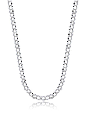 Colar Choker Elos Groumet Duplo Banho Ródio
