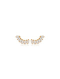 Brinco Ear Cuff Baguetes Banho Ouro 18K Cristal