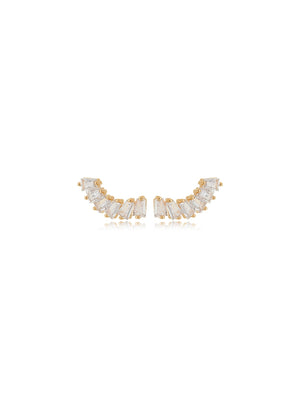 Brinco Ear Cuff Baguetes Banho Ouro 18K Cristal