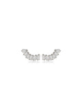 Brinco Ear Cuff Baguetes Banho Ródio Cristal