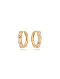 Brinco Argola Baguete Banho Ouro 18K Cristal