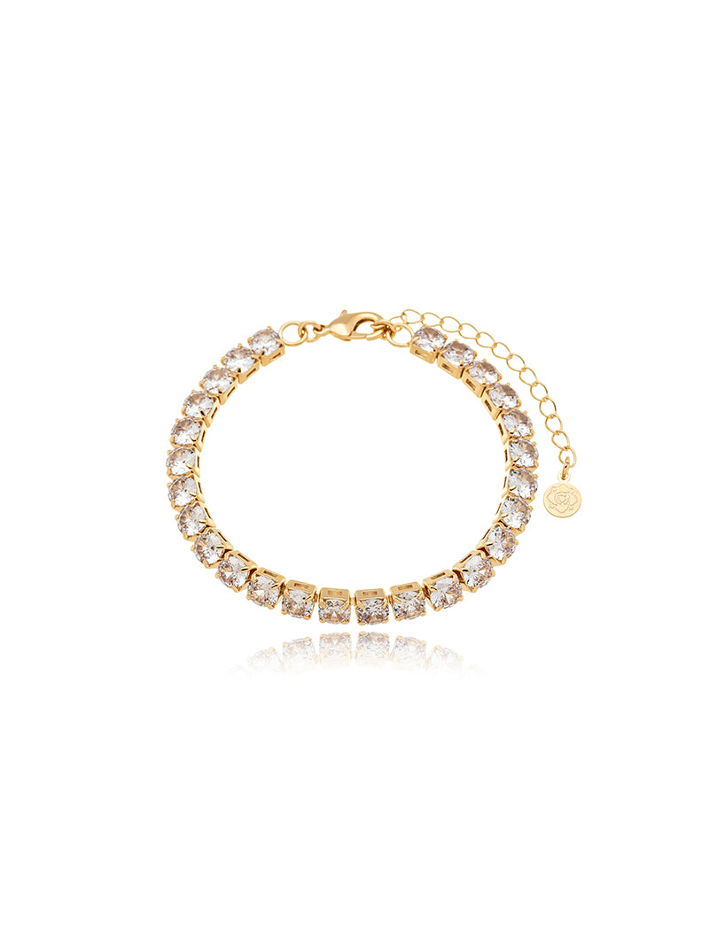 Pulseira Riviera Redonda Banho Ouro 18K Zircônia