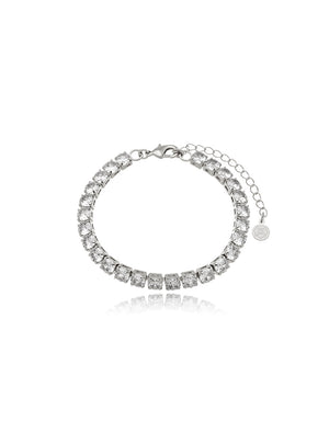 Pulseira Riviera Redonda Banho Ródio Zircônia