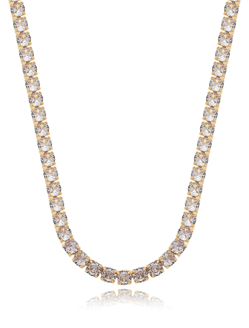 Colar Choker Riviera Redonda Banho Dourado Zircônia