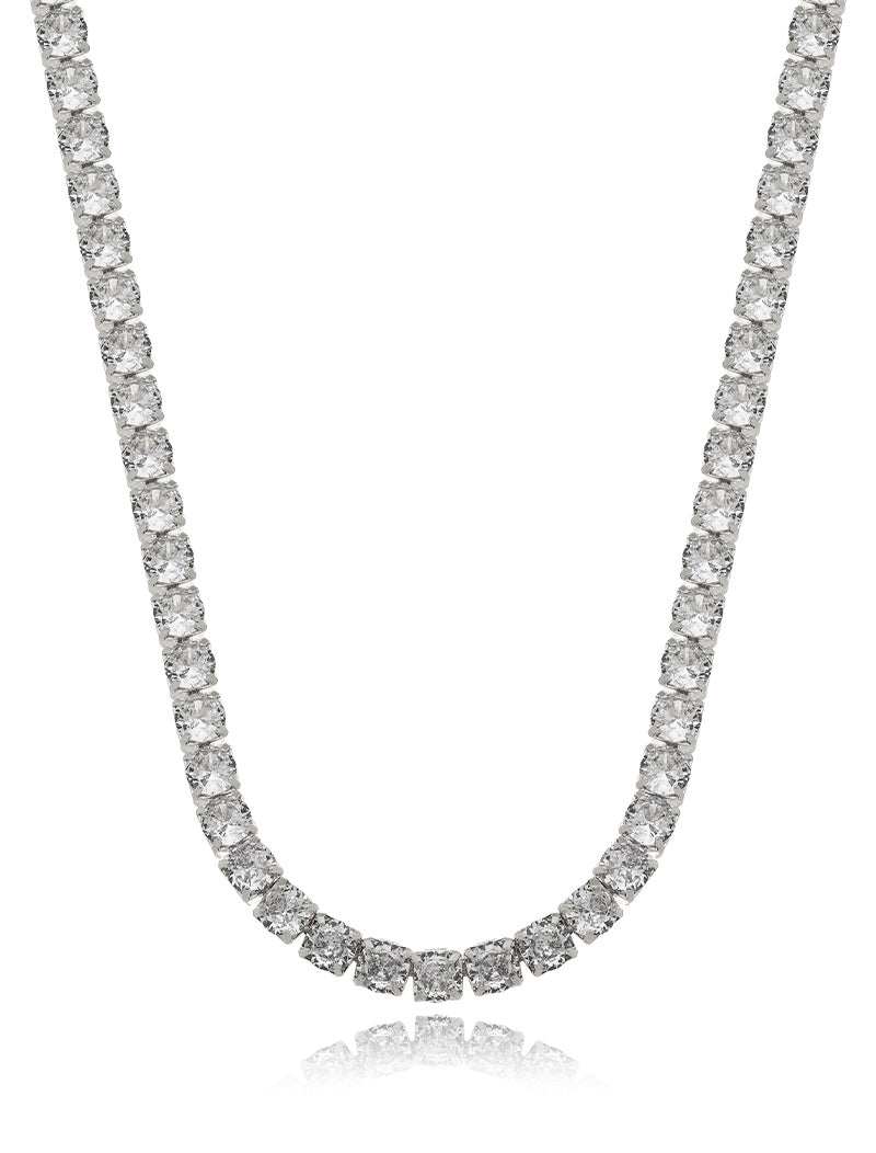 Colar Choker Riviera Redonda Banho Prateado Zircônia