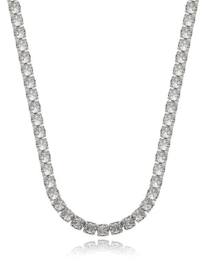 Colar Choker Riviera Redonda Banho Prateado Zircônia