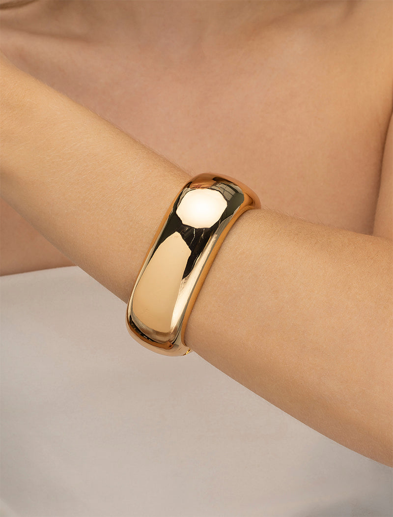 Pulseira Bracelete Liso Quadrado Banho Ouro 18k