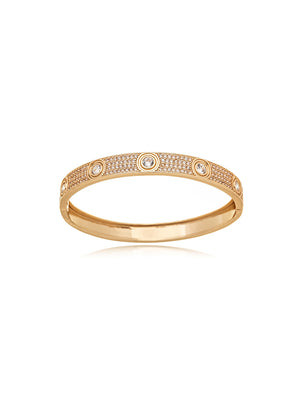 Pulseira Bracelete Meio Cravejado Banho Ouro 18k Zircônia