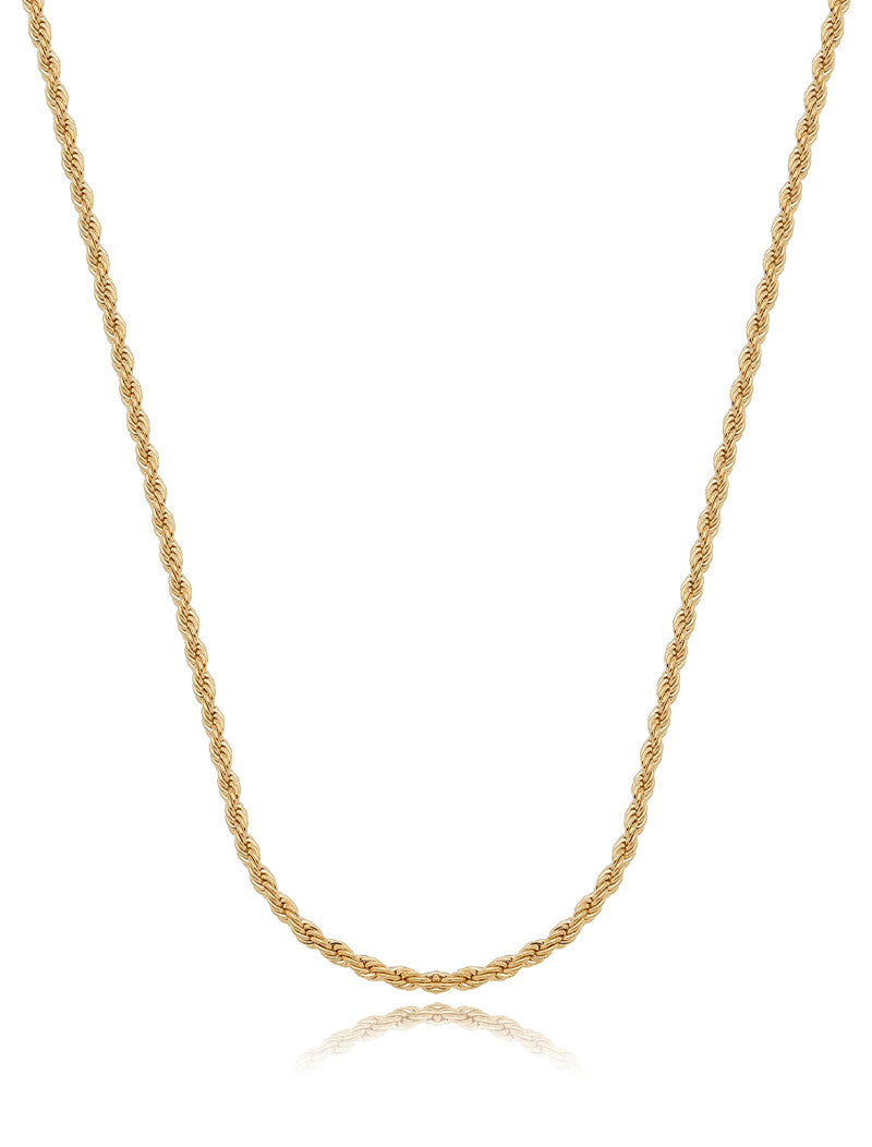 Colar Cordão Baiano 2 mm Banho Ouro 18K