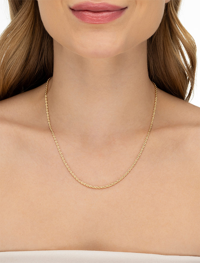 Colar Cordão Baiano 2 mm Banho Ouro 18K
