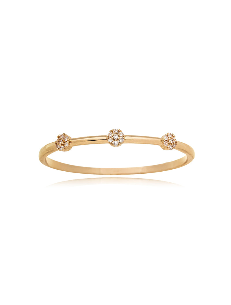 Pulseira Bracelete Flores Cravejadas Banho Dourado Zircônias