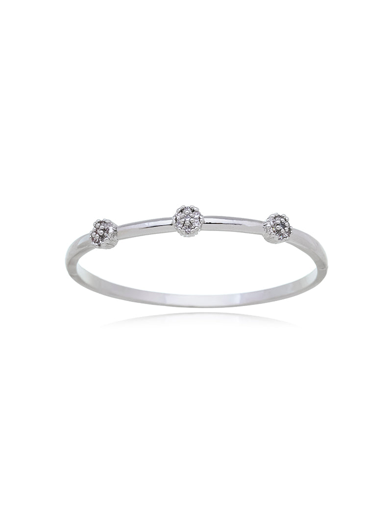 Pulseira Bracelete Flores Cravejadas Banho Prateado Zircônias