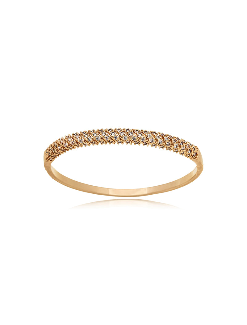 Pulseira Bracelete Fileiras Cravejadas Banho Dourado Zircônias