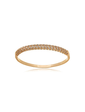 Pulseira Bracelete Fileiras Cravejadas Banho Dourado Zircônias