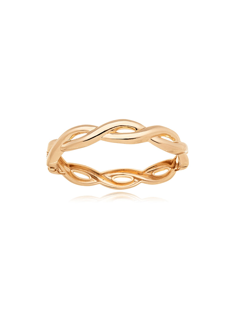 Pulseira Bracelete Liso Trançado Banho Ouro 18k