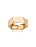 Pulseira Bracelete Largo Facetado Liso Banho Dourado