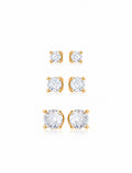 Brinco Trio Pontos De Luz Banho Ouro 18k Zircônias