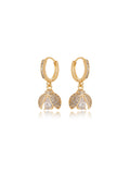 Brinco Argola Joaninha Cravejada Banho Ouro 18K Zircônia