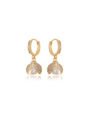 Brinco Argola Joaninha Cravejada Banho Ouro 18K Zircônia