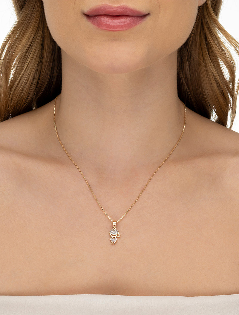 Colar Filhos Menino Cravejado Banho Ouro 18k
