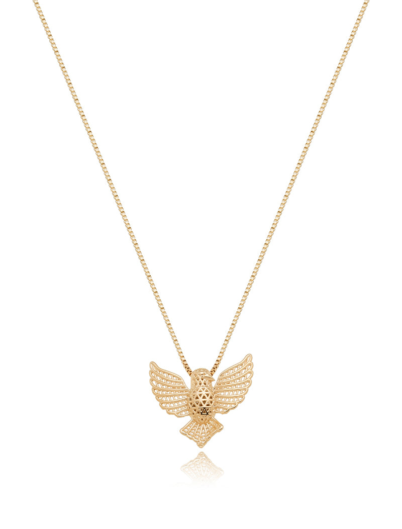 Colar Espírito Santo Vazado Liso Banho Ouro 18k