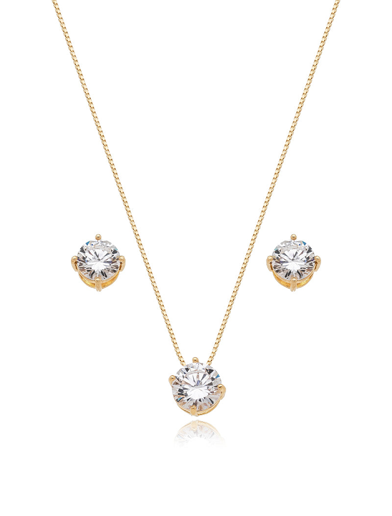 Conjunto Ponto De Luz Banho Ouro 18k