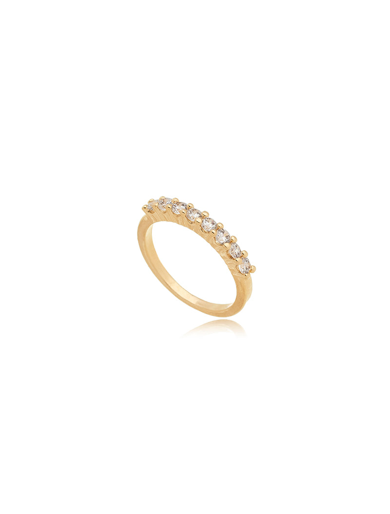 Anel Aparador Redonda Banho Ouro 18K Zircônia