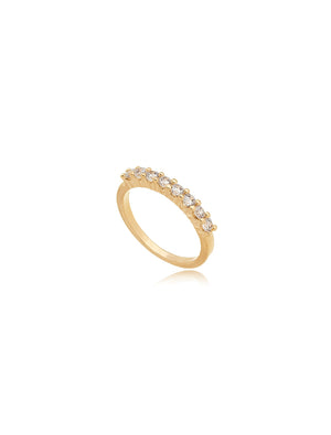 Anel Aparador Redonda Banho Ouro 18K Zircônia