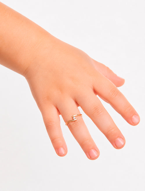 Anel Infantil Solitário Voltas Banho Ouro 18k
