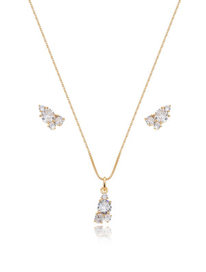 Conjunto Pontos De Luz Banho Ouro 18k Cristal