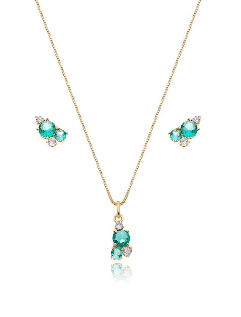 Conjunto Pontos De Luz Banho Ouro 18k Cristal