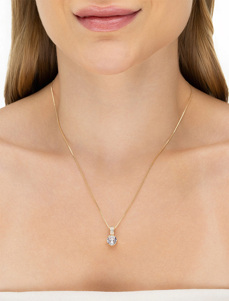 Colar Ponto de Luz Detalhe Cravejado Banho Ouro 18K Zircônia