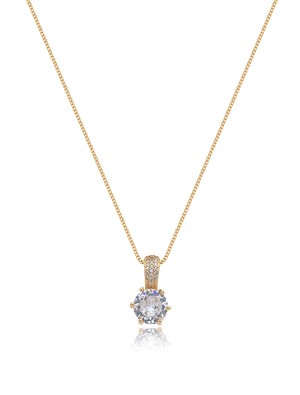 Colar Ponto de Luz Detalhe Cravejado Banho Ouro 18K Zircônia