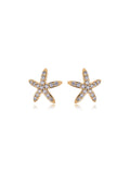 Brinco Teen Delicado Estrela Cravejada Banho Ouro 18K Zircônia