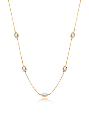 Colar Choker Cinco Navetes Banho Ouro 18K