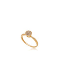 Anel Detalhe Redondo Cravejado Banho Ouro 18K Zircônia