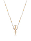 Colar Canutilhos Nossa Senhora Cravejado Banho Ouro 18k Pérola Água Doce