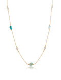 Colar Maré Longo Banho Ouro 18k Jade Madrepérola Zircônias