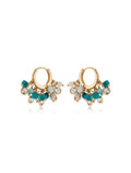 Brinco Maré Argola Cacho Banho Ouro 18k Jade Madrepérola Zircônia
